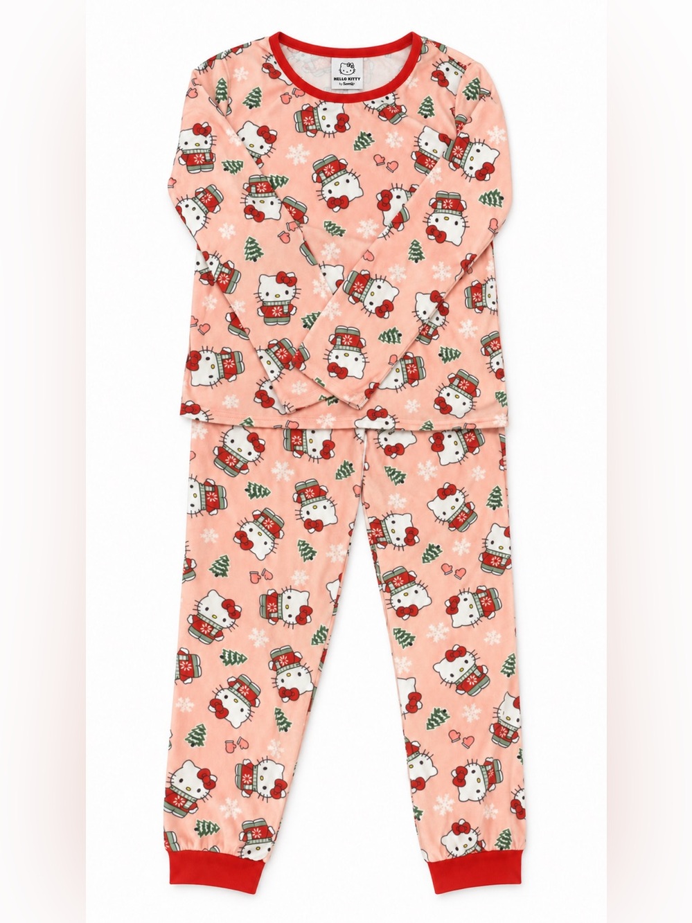 Hello Kitty Pink Holiday Print Pajama Set